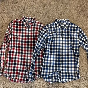 Express Men's Plaid Button-Down Shirts - Red and Blue